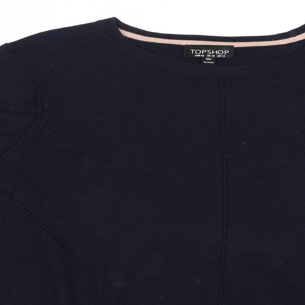 Womens UK Size 14 Topshop Blue Basic Polo