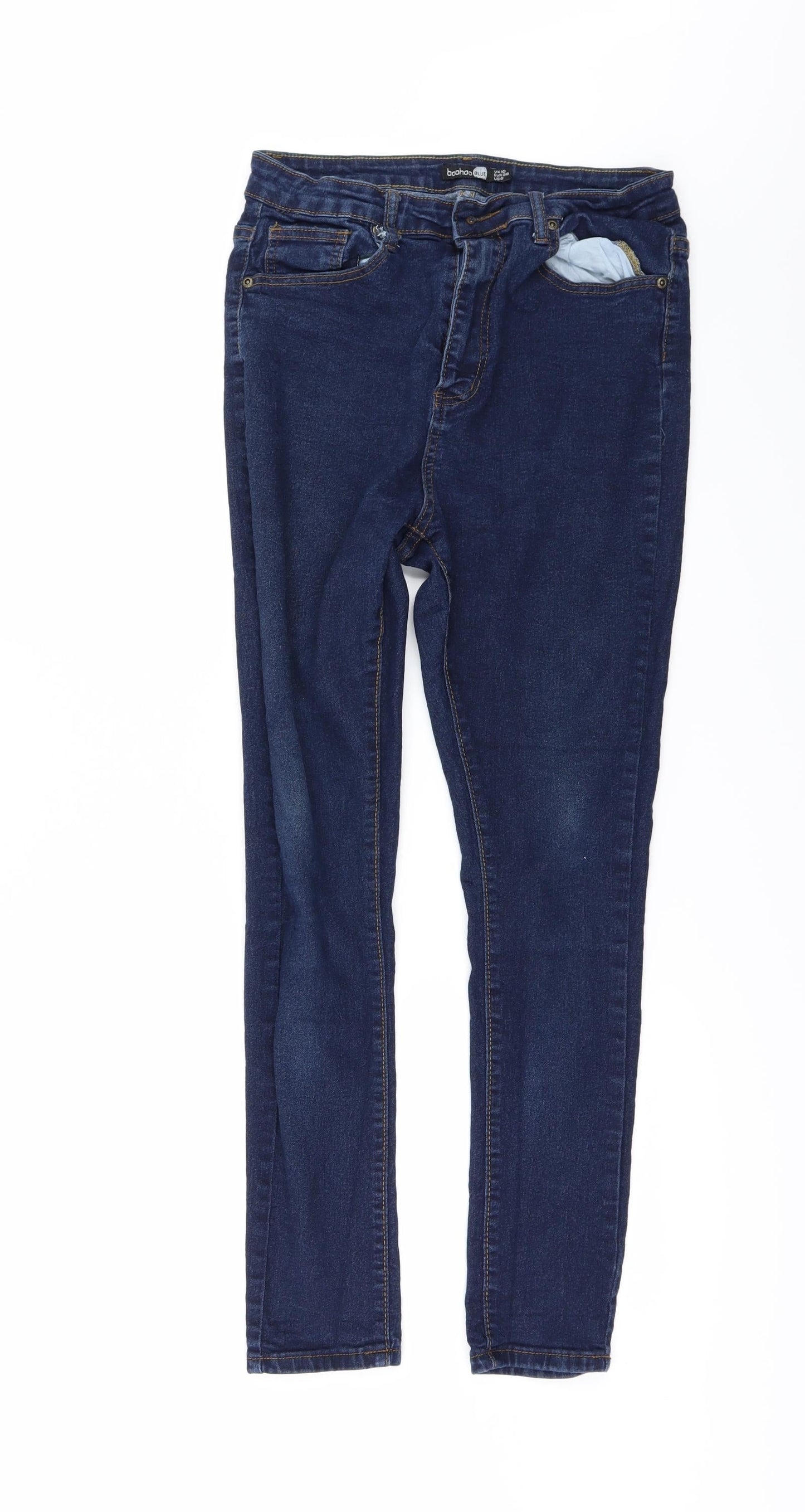 Boohoo Womens Blue  Denim Skinny Jeans Size 10 L29 in