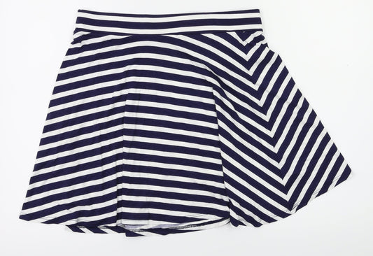 George Womens Blue Striped  Flare Skirt Size 12