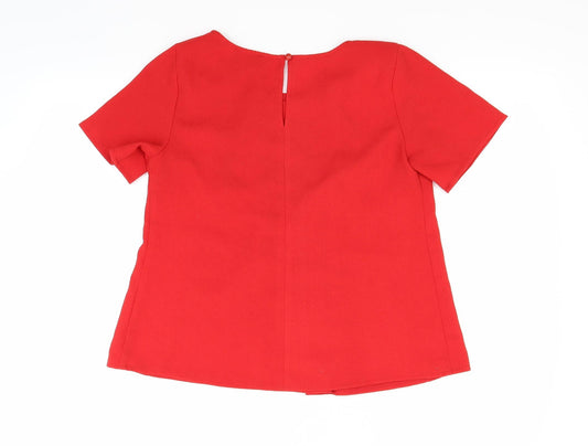 Ax Womens Red   Basic Blouse Size 10