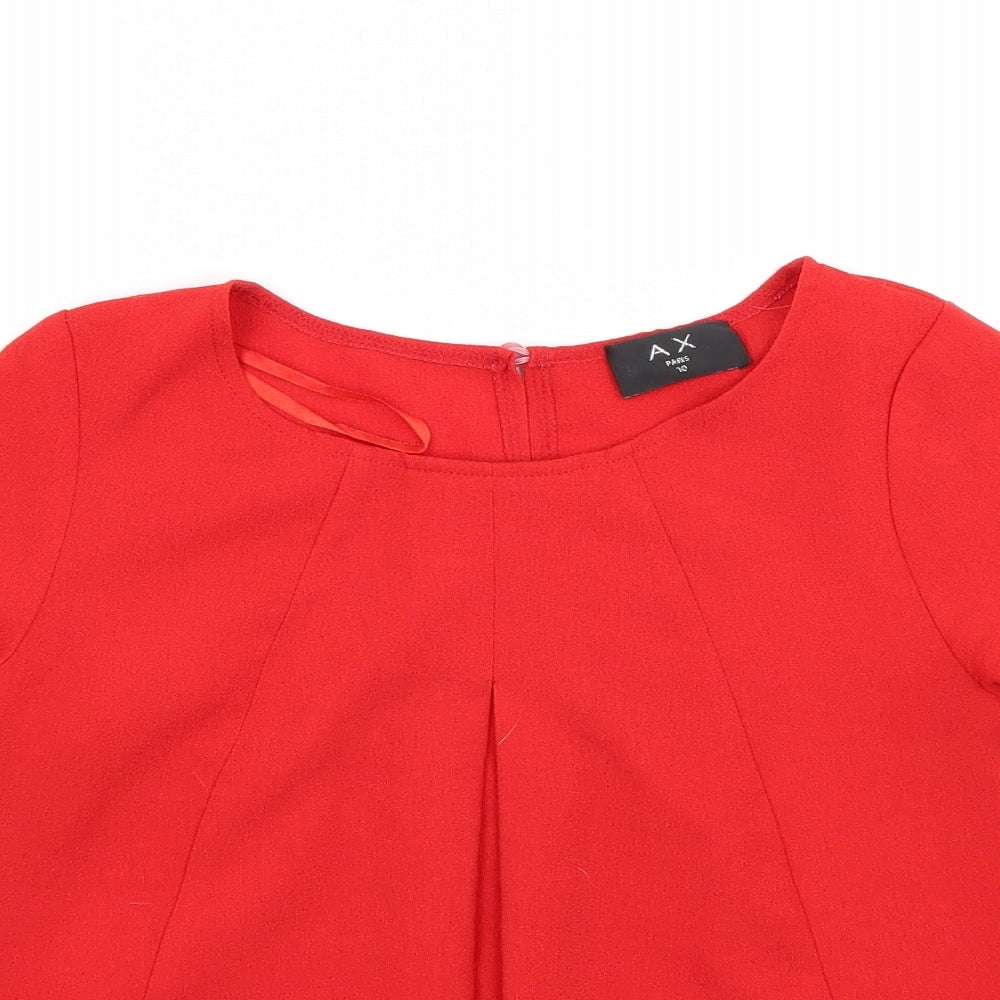 Ax Womens Red   Basic Blouse Size 10