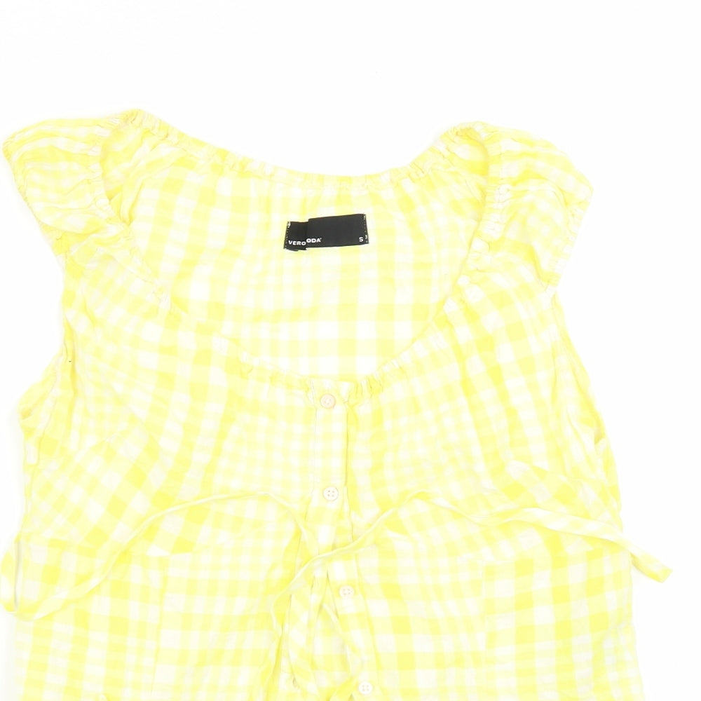 Womens UK Size S VERO MODA Yellow Basic Button-Up