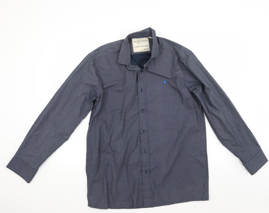 Mens UK Size M Jacob Harris Blue  Button-Up Long Sleeve Casual Shirt