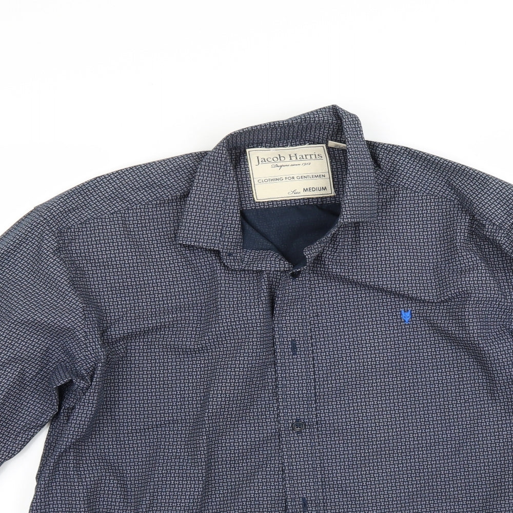 Mens UK Size M Jacob Harris Blue  Button-Up Long Sleeve Casual Shirt