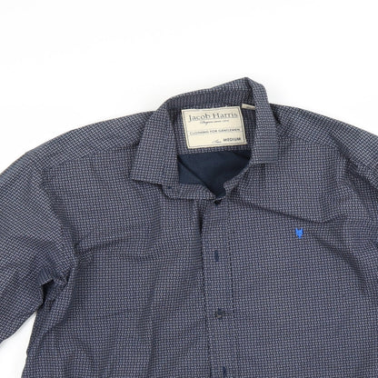 Mens UK Size M Jacob Harris Blue  Button-Up Long Sleeve Casual Shirt