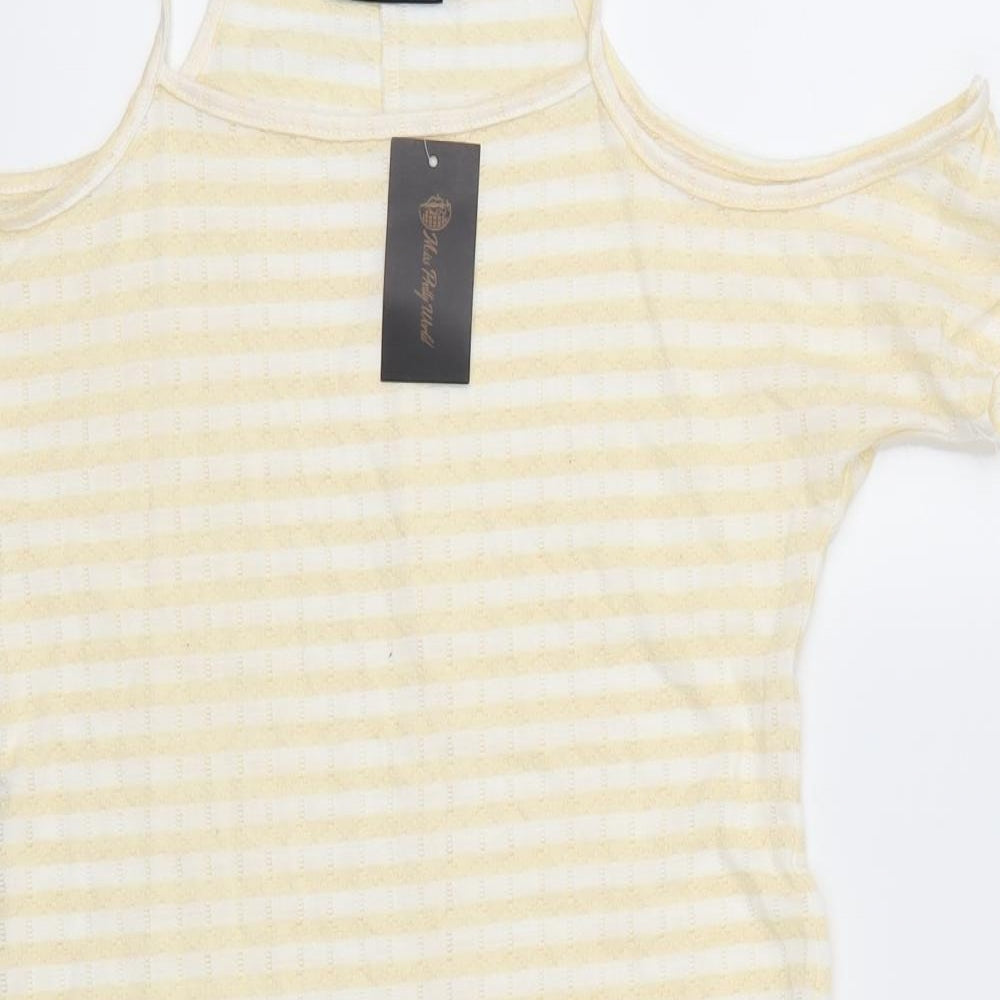Miss Pretty Worls Womens Yellow Striped  T-Shirt Dress  Size 8