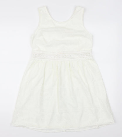 Blue Vanilla Womens White  Lace Skater Dress  Size M