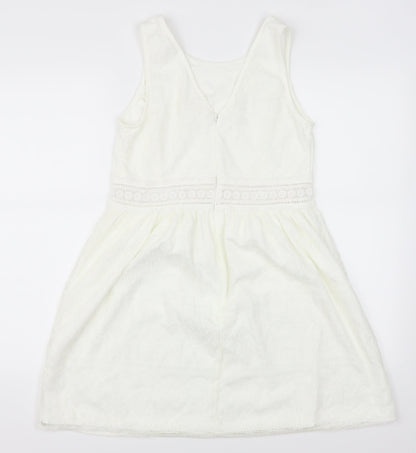 Blue Vanilla Womens White  Lace Skater Dress  Size M