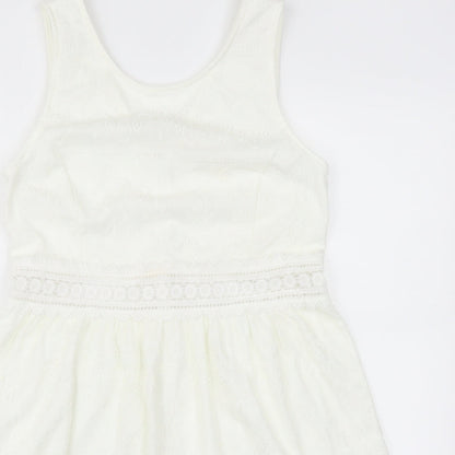 Blue Vanilla Womens White  Lace Skater Dress  Size M