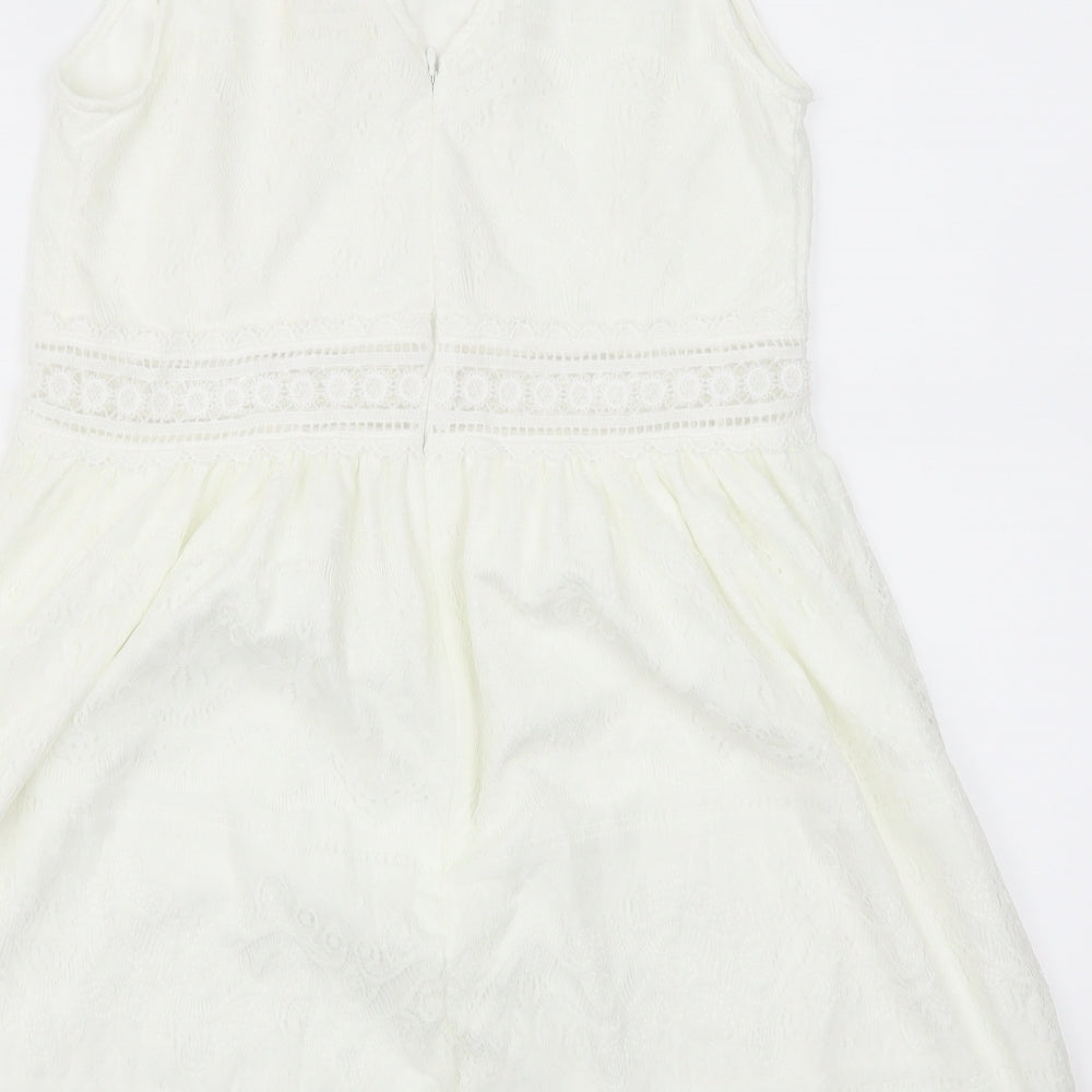 Blue Vanilla Womens White  Lace Skater Dress  Size M