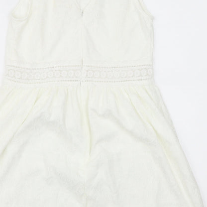 Blue Vanilla Womens White  Lace Skater Dress  Size M