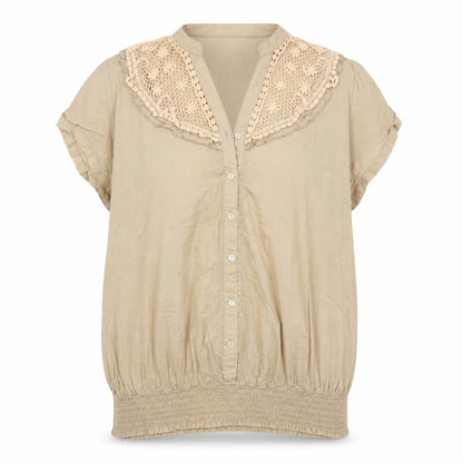 Miao Womens Brown   Basic Button-Up Size 3XL