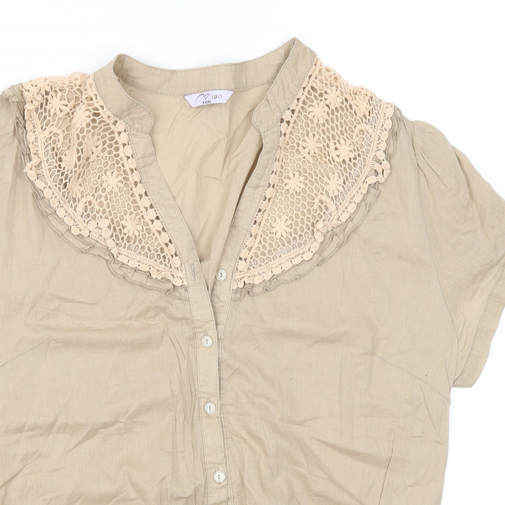 Miao Womens Brown   Basic Button-Up Size 3XL