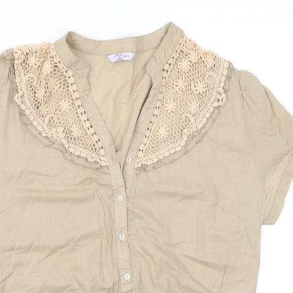 Miao Womens Brown   Basic Button-Up Size 3XL