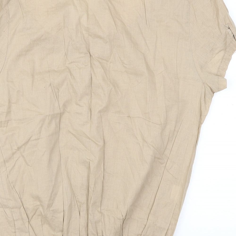 Miao Womens Brown   Basic Button-Up Size 3XL