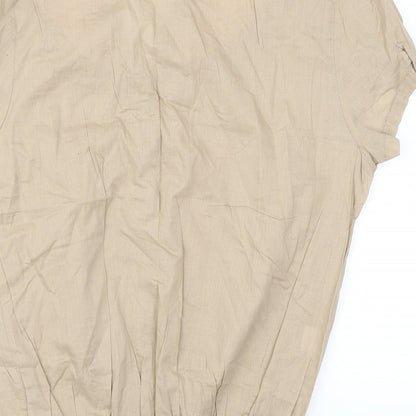 Miao Womens Brown   Basic Button-Up Size 3XL