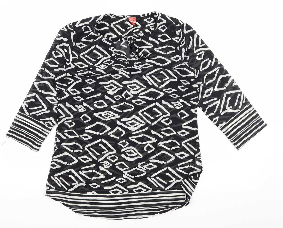 The Gud Look Womens Black Geometric  Basic Blouse Size M