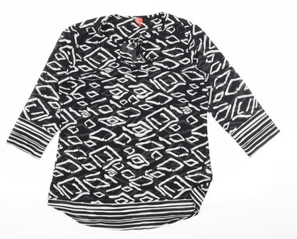 The Gud Look Womens Black Geometric  Basic Blouse Size M
