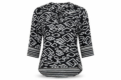 The Gud Look Womens Black Geometric  Basic Blouse Size M