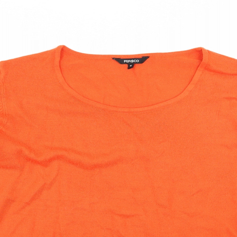 Pep&Co Womens Orange  Knit Pullover Jumper Size 16