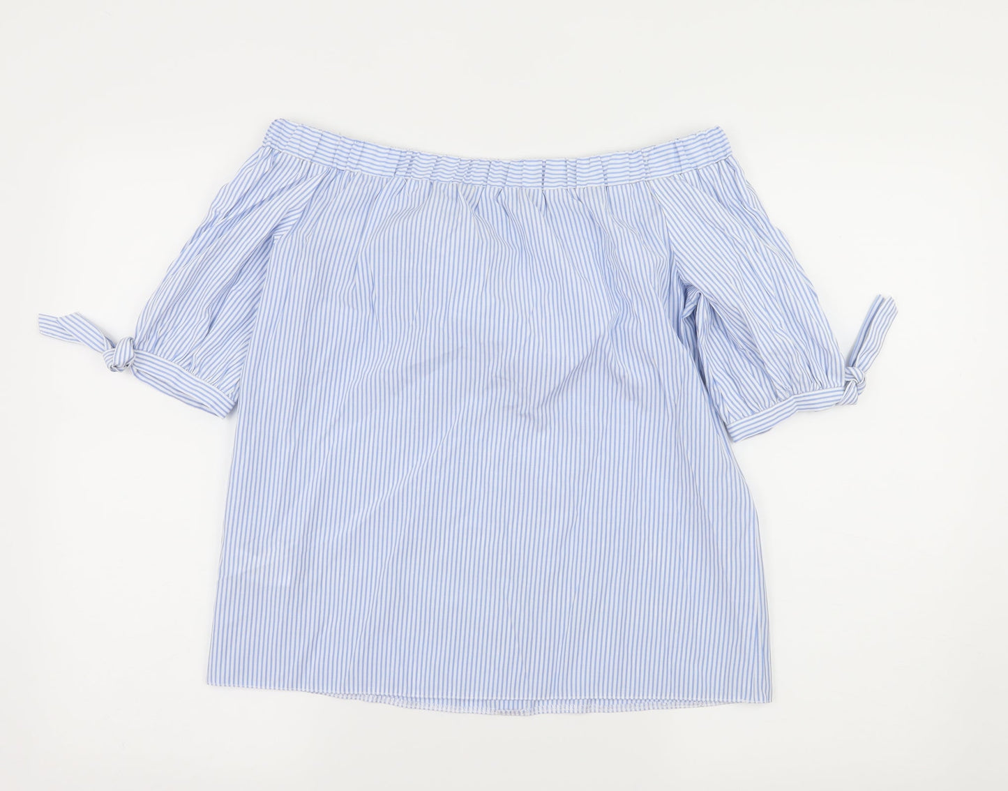 F&F Womens Blue Striped  Basic Blouse Size 10