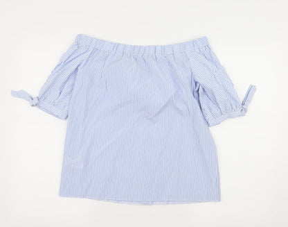 F&F Womens Blue Striped  Basic Blouse Size 10