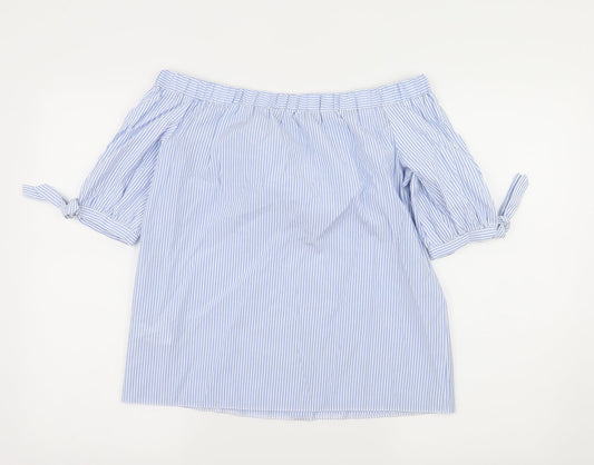 F&F Womens Blue Striped  Basic Blouse Size 10