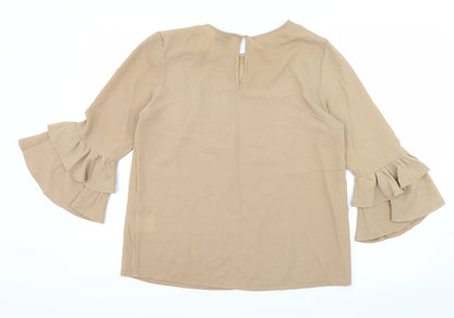 Womens UK Size 10 Izabel London Brown Basic Blouse