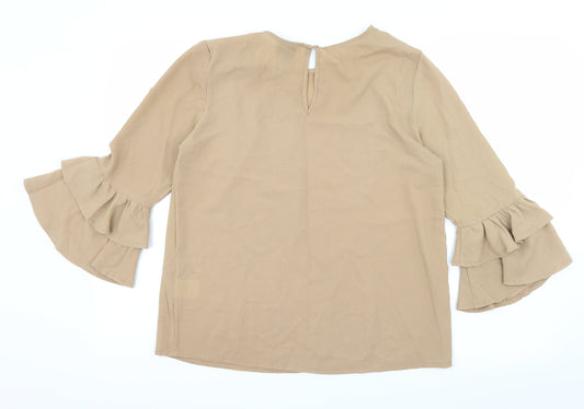 Womens UK Size 10 Izabel London Brown Basic Blouse