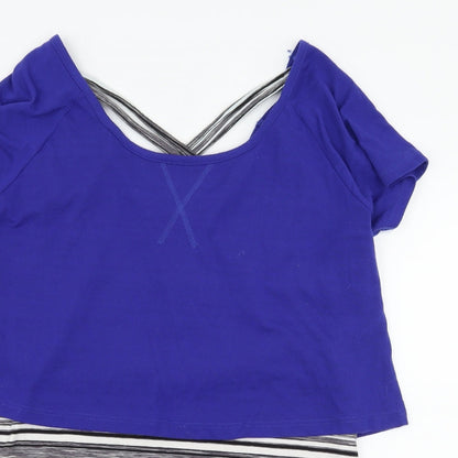 TU Womens Grey Striped Jersey Basic T-Shirt Size M