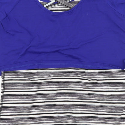TU Womens Grey Striped Jersey Basic T-Shirt Size M
