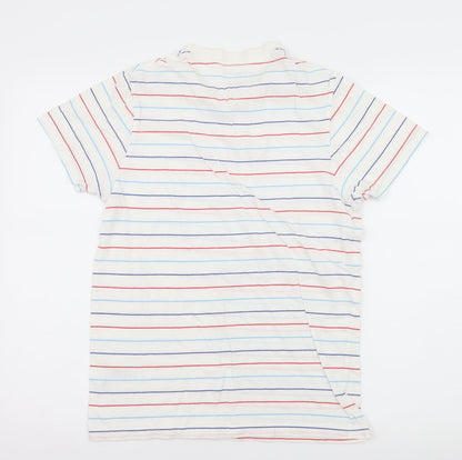 Primark Mens White Striped Jersey  T-Shirt Size S  - Out of Order