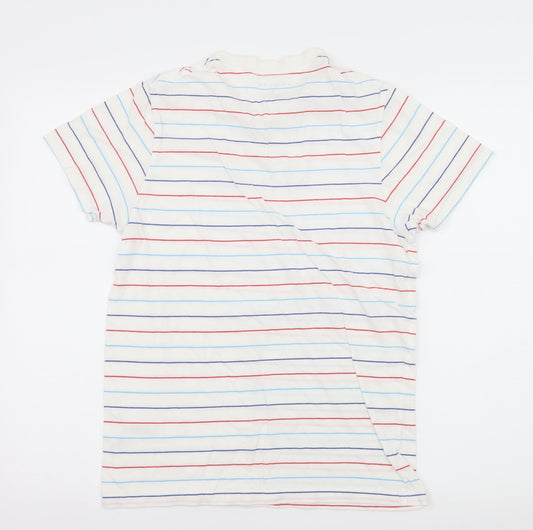 Primark Mens White Striped Jersey  T-Shirt Size S  - Out of Order
