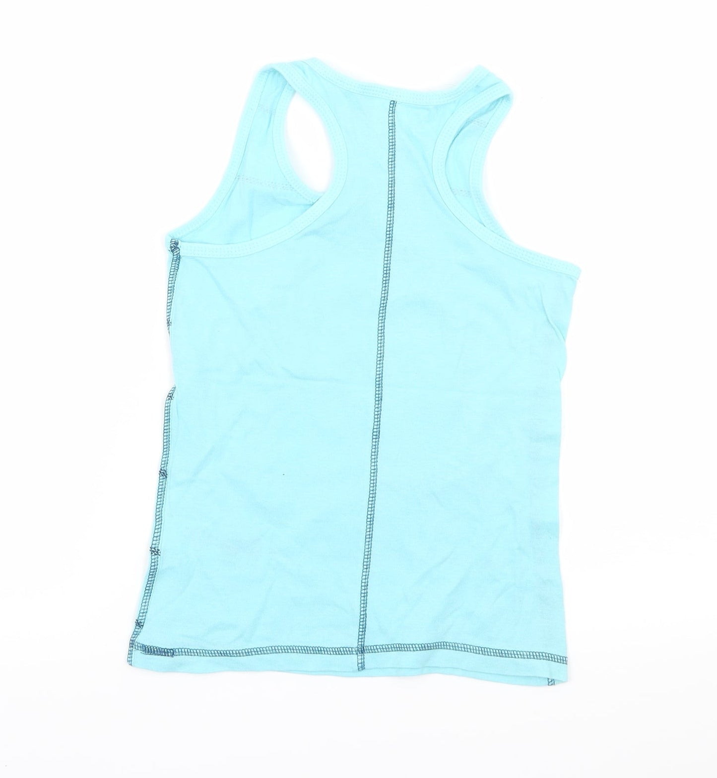 Young Dimension Girls Blue Striped Jersey Basic Tank Size 7-8 Years  - Puppy