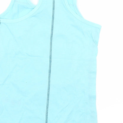 Young Dimension Girls Blue Striped Jersey Basic Tank Size 7-8 Years  - Puppy