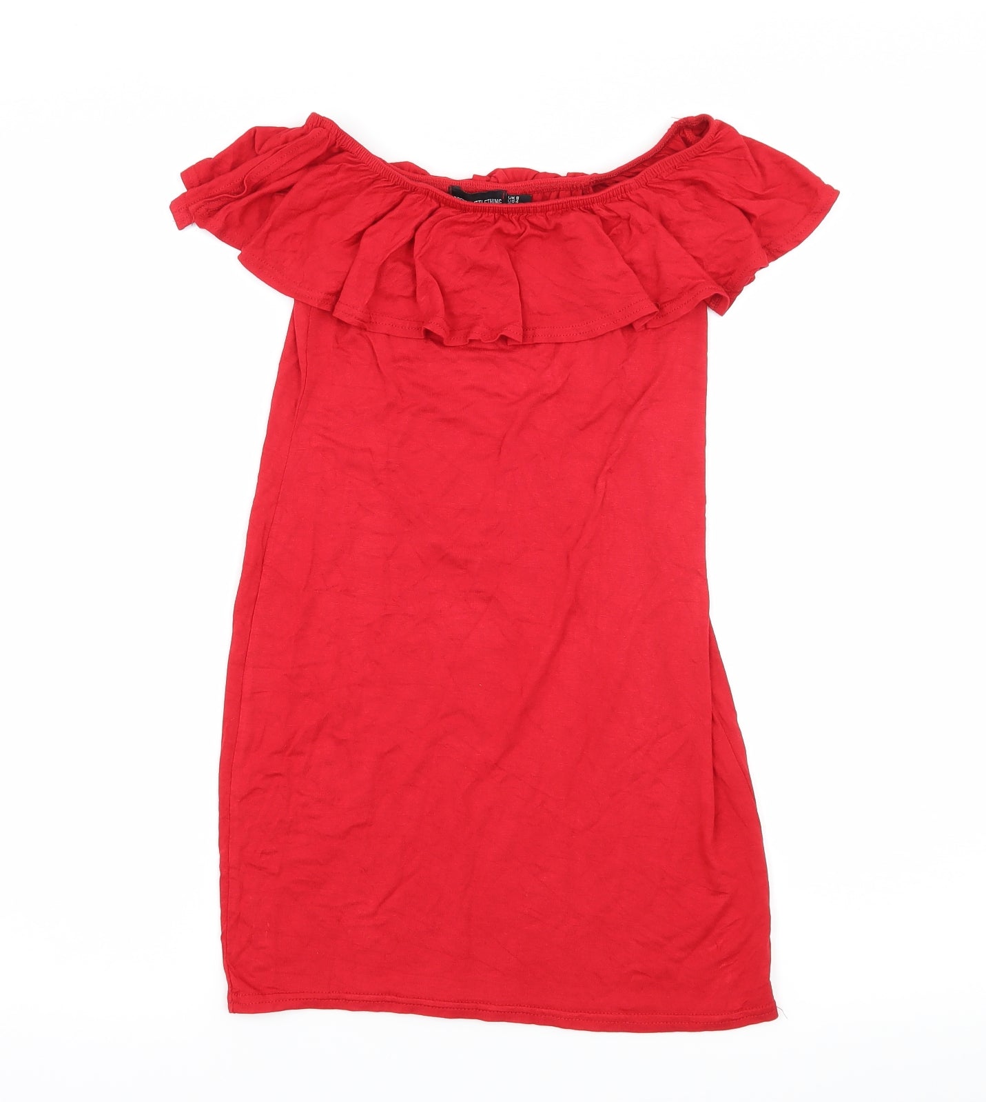PRETTYLITTLETHING Womens Red  Jersey Basic Blouse Size 8
