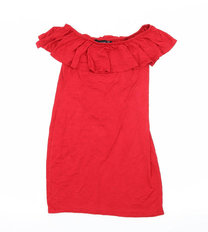 PRETTYLITTLETHING Womens Red  Jersey Basic Blouse Size 8