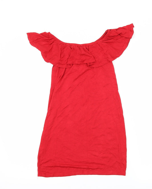 PRETTYLITTLETHING Womens Red  Jersey Basic Blouse Size 8