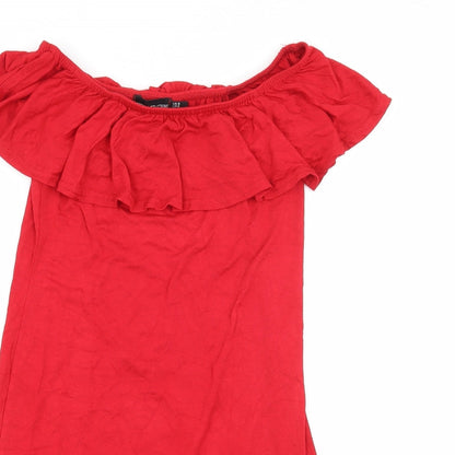 PRETTYLITTLETHING Womens Red  Jersey Basic Blouse Size 8