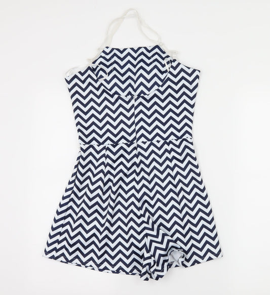 Quiz Womens Blue Striped  Playsuit One-Piece Size S