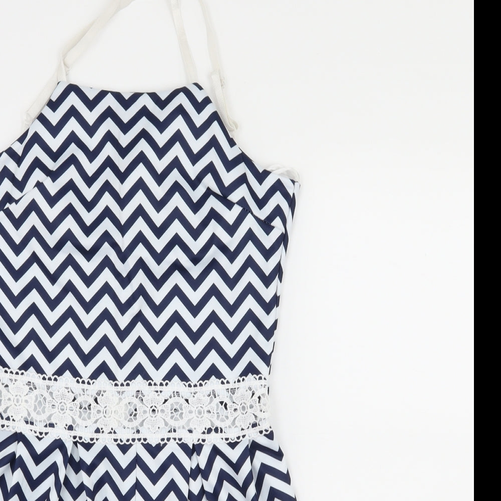 Quiz Womens Blue Striped  Playsuit One-Piece Size S