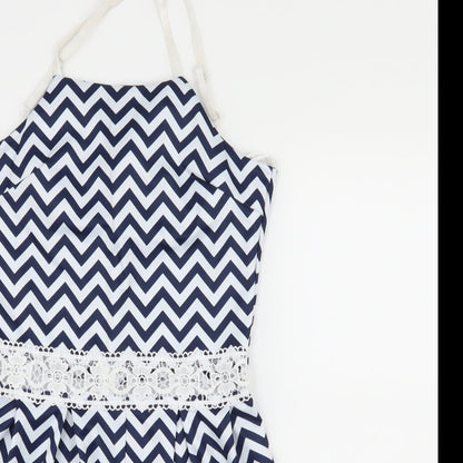 Quiz Womens Blue Striped  Playsuit One-Piece Size S