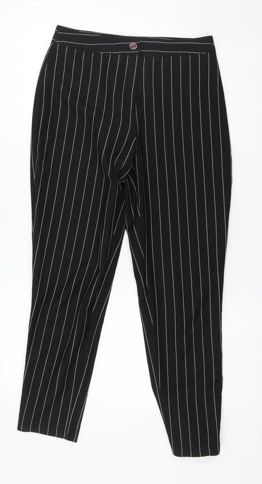Boohoo Womens Black Striped  Trousers  Size 6 L27 in