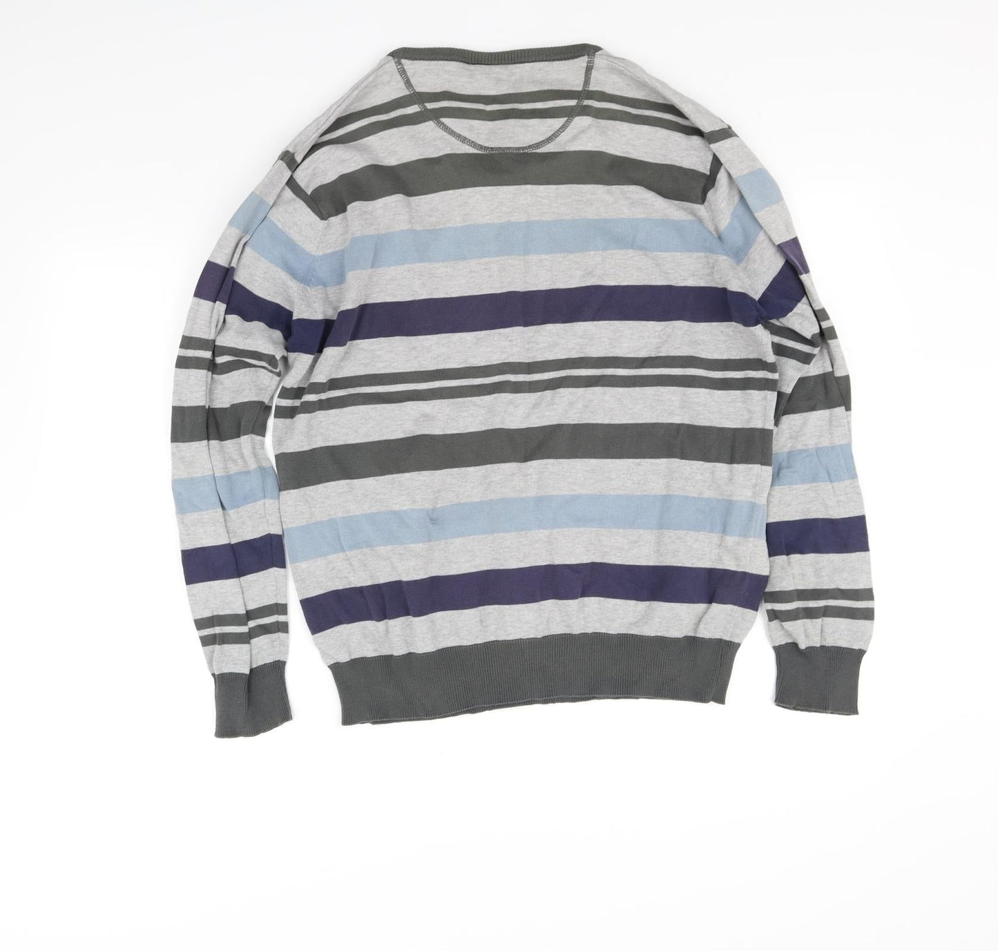 Cedar Wood State Mens Grey Striped  Pullover Jumper Size L