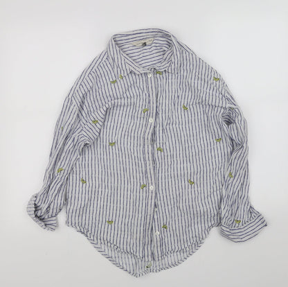 F&F Womens White Striped  Basic Button-Up Size 10