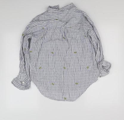 F&F Womens White Striped  Basic Button-Up Size 10