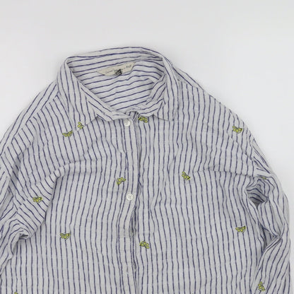 F&F Womens White Striped  Basic Button-Up Size 10