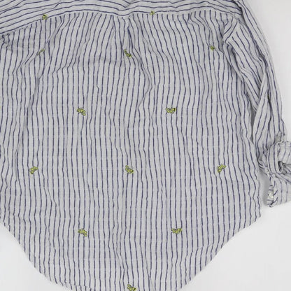 F&F Womens White Striped  Basic Button-Up Size 10