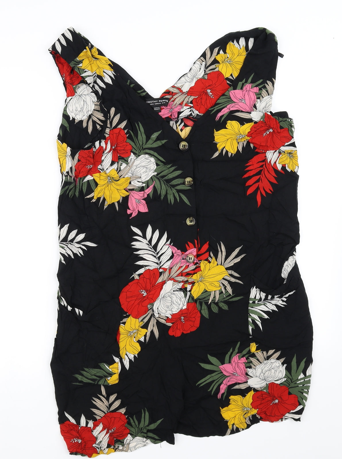 Dorothy Perkins Womens Black Floral  Jumpsuit One-Piece