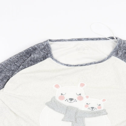 Nutmeg Womens Grey Solid  Top Pyjama Top Size 12  - Snuggle up Polar Bears